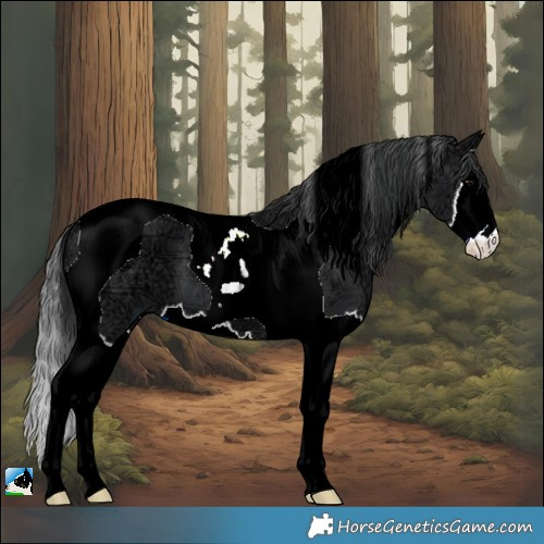 Horse Color:Black Ice Splash Tobiano 