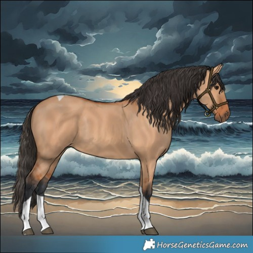 Horse Color:Bay Dun Tobiano Rabicano
