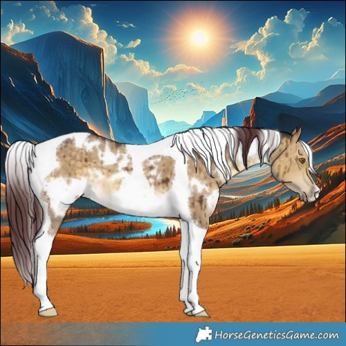 Horse Color:White Spotted Chocolate Buckskin Dun Tobiano Brindle