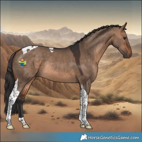 Horse Color:Bay Dun Tobiano Rabicano