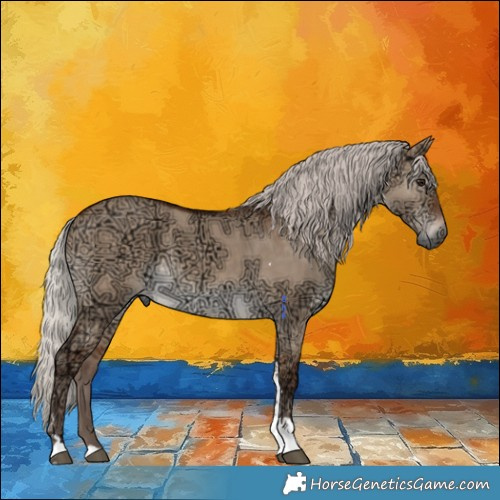 Horse Color:Silver Bay Ice Dun Tobiano