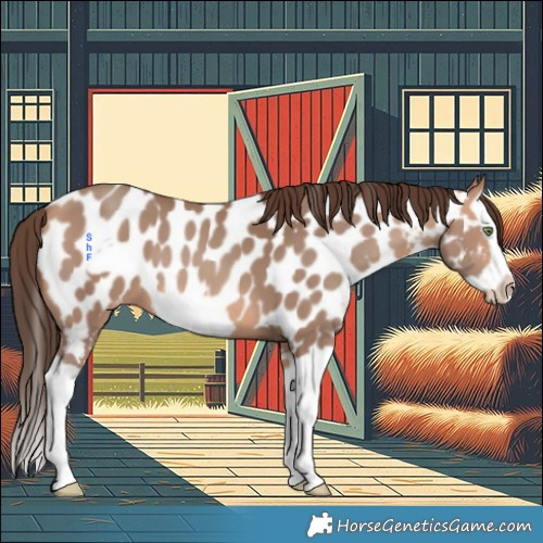 Horse Color:Amber Champagne Splash Frame Near Leopard 
