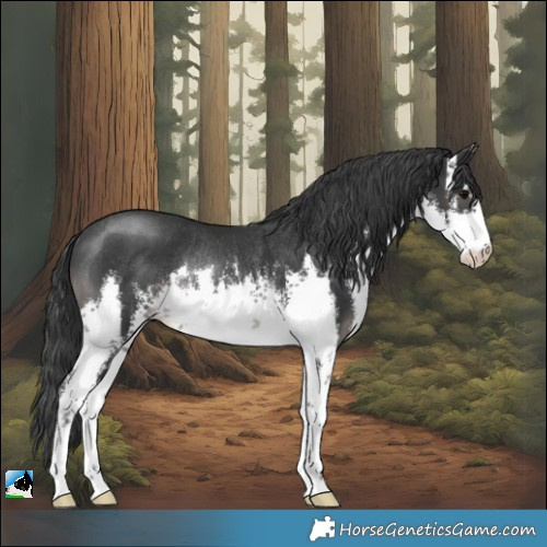 Horse Color:Platinum White Spotted Black Rabicano 
