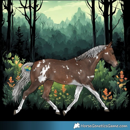 Horse Color:White Spotted Silver Bay Tobiano