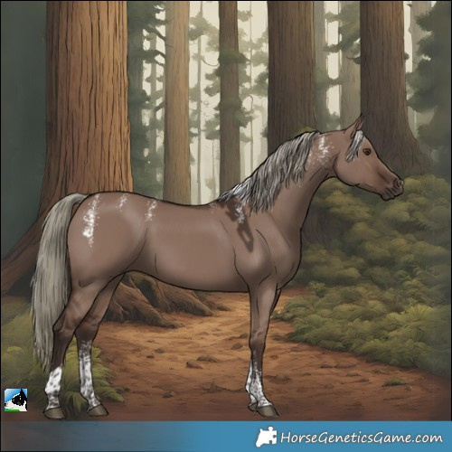 Horse Color:Powder White Liver Red Dun Mushroom Tobiano 