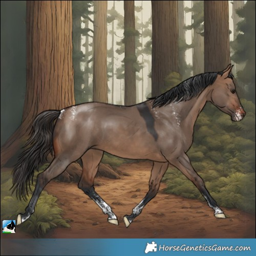 Horse Color:Powder White Bay Dun Sabino