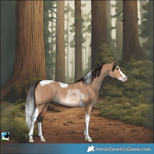 Horse Color:Bay Dun Splash Tobiano Brindle 
