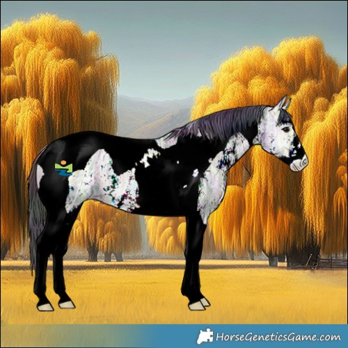 Horse Color:Nacre Brown Ice Onyx Sabino Tobiano Rabicano