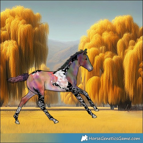 Horse Color:Nacre Brown Tobiano Rabicano 
