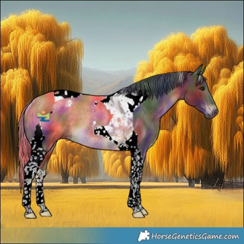Horse Color:Nacre Brown Tobiano Rabicano 