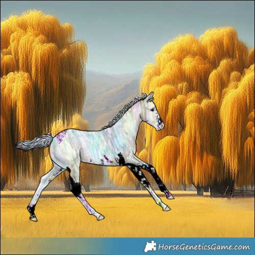 Horse Color:Nacre Silver Bay Ice Onyx Sabino Tobiano Rabicano 