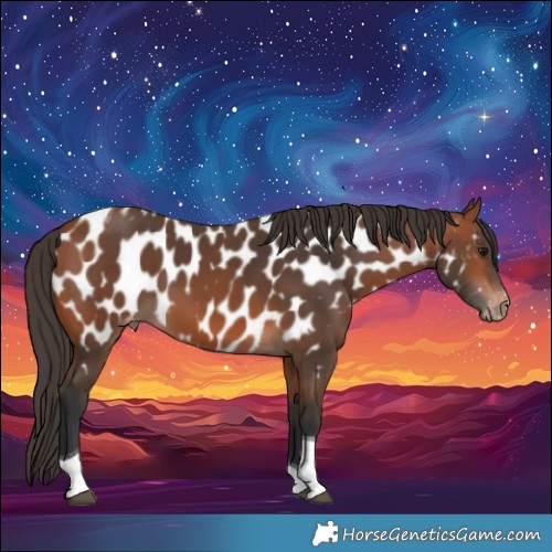Horse Color:Bay Tobiano Near Leopard