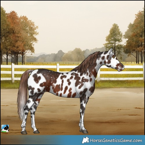 Horse Color:Liver Chestnut Tobiano Skewed LP Spotted Rabicano 