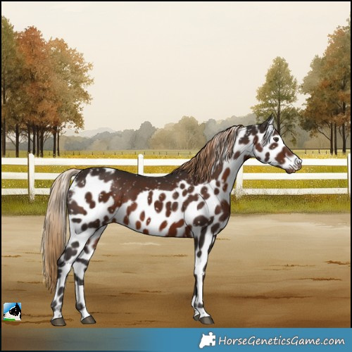 Horse Color:Liver Chestnut Skewed LP Spotted Rabicano
