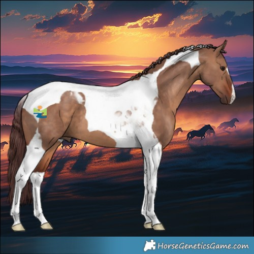 Horse Color:Chocolate Brown Dun Tobiano 