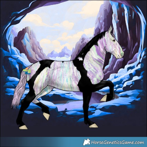 Horse Color:Watercolor Silver Brown Ice Tobiano Rabicano