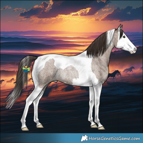 Horse Color:Liver Red Dun Roan Splash Tobiano Rabicano