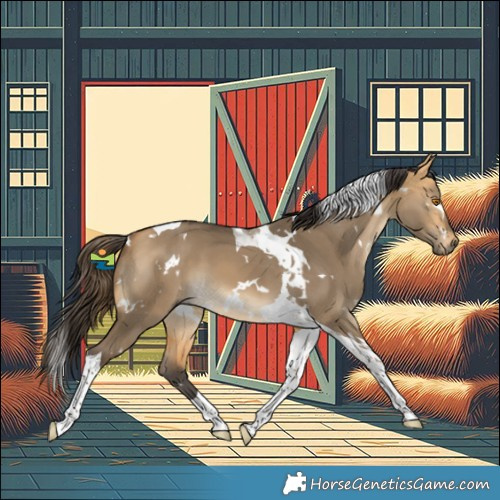 Horse Color:White Spotted Buckskin Dun Tobiano