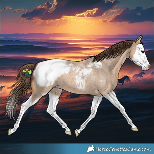 Horse Color:Bay Roan Dun Splash Snowcap
