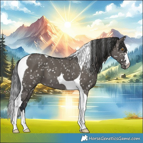 Horse Color:Grullo Tobiano Snowflake Varnish 