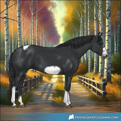 Horse Color:Black Sabino Tobiano Frame 