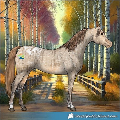 Horse Color:Buckskin Dun Snowflake Varnish and Amber Cream Champagne Dun Snowflake Varnish