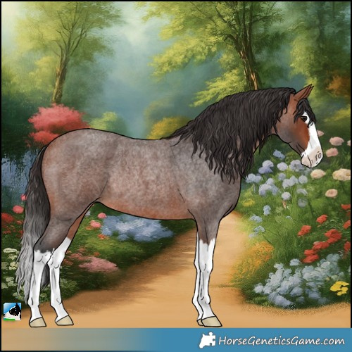 Horse Color:Bay Roan Splash Rabicano