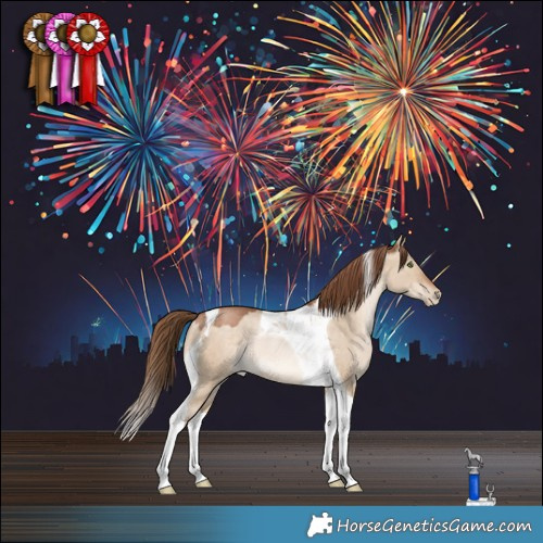 Horse Color:Brown Pearl Dun Tobiano Rabicano