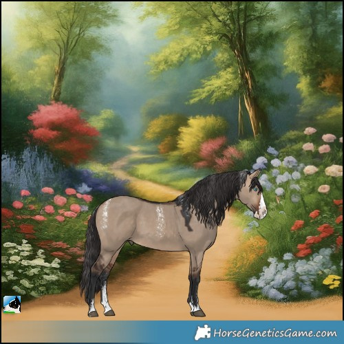 Horse Color:Powder White Bay Dun Splash Rabicano