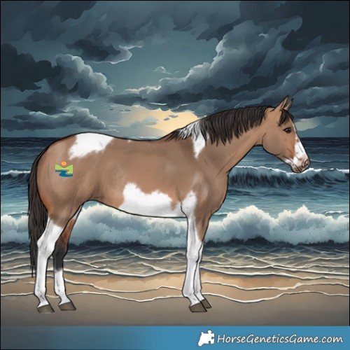 Horse Color:Bay Dun Tobiano Frame Rabicano