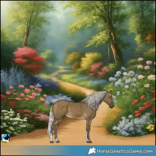 Horse Color:Silver Buckskin Dun Tobiano Rabicano Brindle