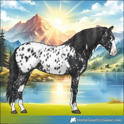 Horse Color:Black Blanket  and Black Splash Near Leopard 