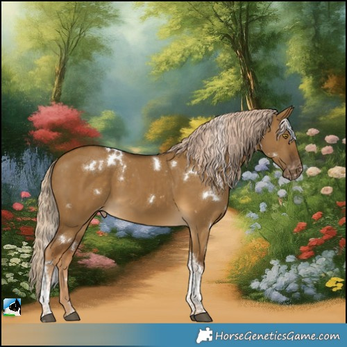 Horse Color:White Spotted Chocolate Palomino Dun Tobiano Varnish 