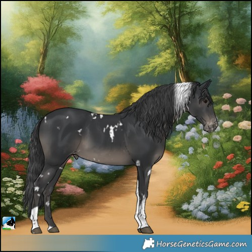 Horse Color:White Spotted Black Tobiano Varnish