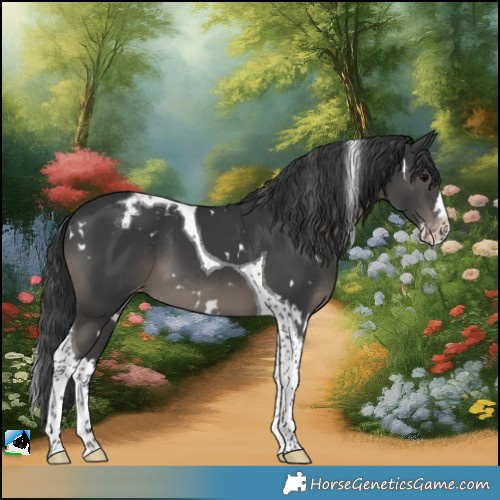 Horse Color:White Spotted Black Splash Tobiano Varnish 