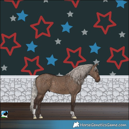 Horse Color:Silver Brown Dun Tobiano Rabicano