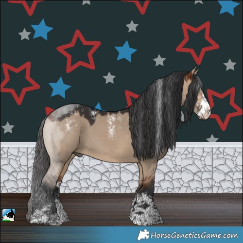 Horse Color:Powder White Bay Dun Sabino