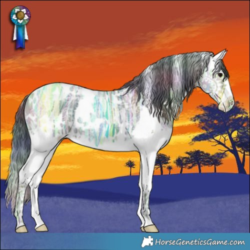 Horse Color:Nacre White Spotted Grullo Ice Splash 
