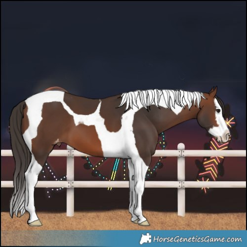 Horse Color:Brown Splash Tobiano Varnish 