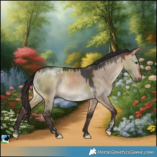 Horse Color:Powder White Bay Dun Rabicano 
