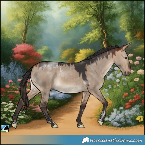 Horse Color:Powder White Bay Dun Rabicano