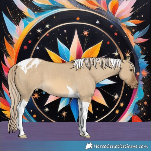 Horse Color:Chocolate Palomino Dun Tobiano Varnish 