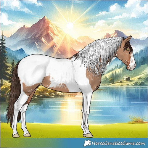 Horse Color:Bay Dun Tobiano Snowcap