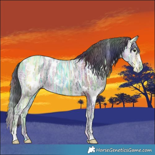 Horse Color:Nacre White Spotted Grullo Ice Varnish 