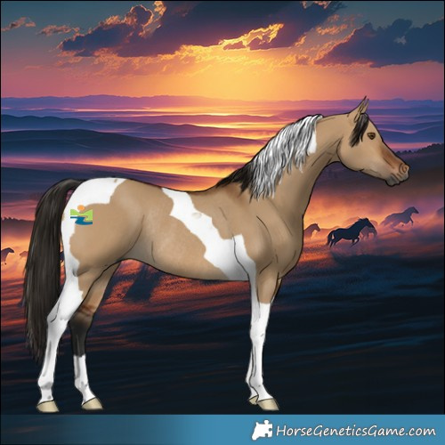 Horse Color:Gray Bay Dun Tobiano Rabicano