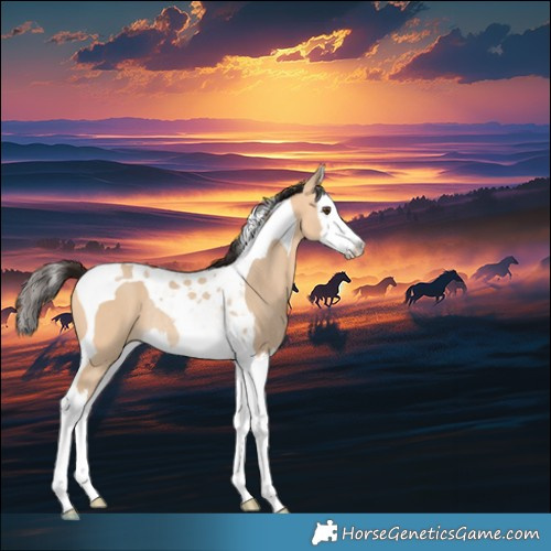 Horse Color:Bay Dun Splash Tobiano Rabicano