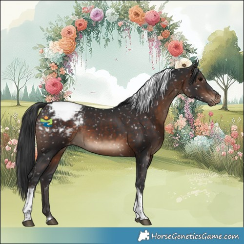 Horse Color:Brown Tobiano Snowflake Varnish