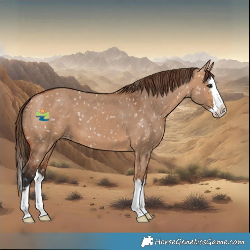 Horse Color:Bay Dun Splash Snowflake Varnish