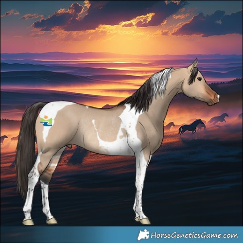 Horse Color:Bay Dun Tobiano Rabicano