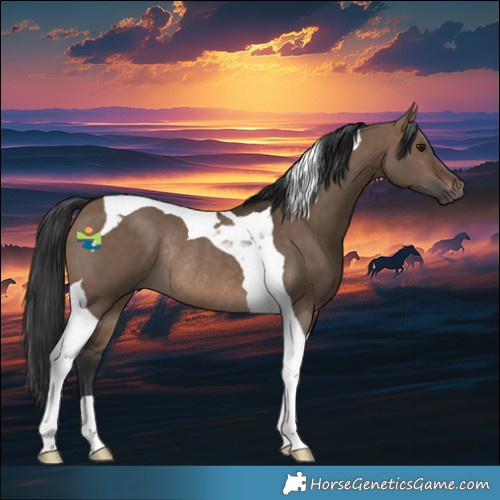 Horse Color:Brown Dun Tobiano Rabicano 